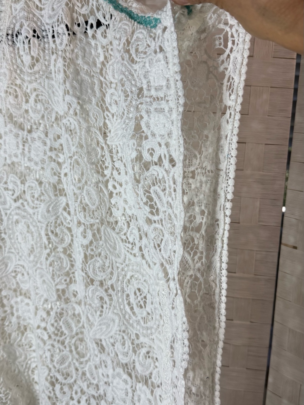 Johnny Was Bohemian Lace Poncho Top Floral Crochet Cream/Ivory Scalloped Hem OS - Picture 6 of 13